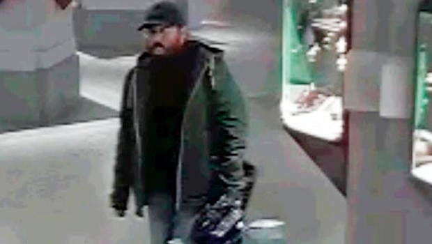 The CCTV image provided by the Vienna police shows one of the three man who are suspected of stealing a renoir painting from an auction house in Vienna