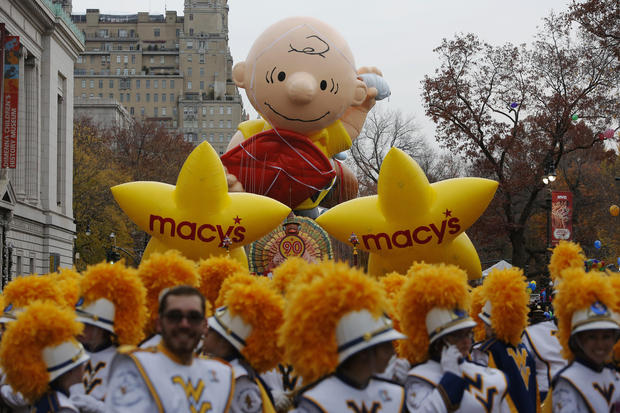 Balloons sit on Central Park West before the 90th Macy's Thanksgiving Day Parade in Manhattan