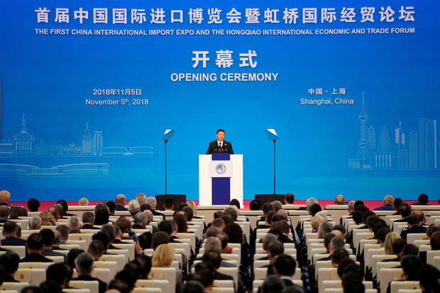 Chinese President Xi Jinping speaks at the opening ceremony for the first China International Import Expo (CIIE) in Shanghai