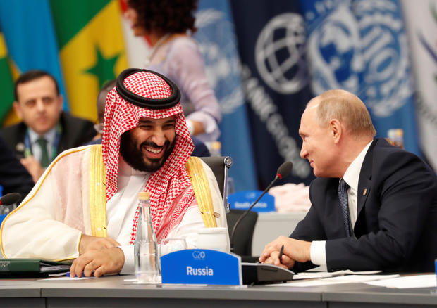 Russian President Vladimir Putin and Saudi Crown Prince Mohammed bin Salman attend the G20 leaders summit in Buenos Aires