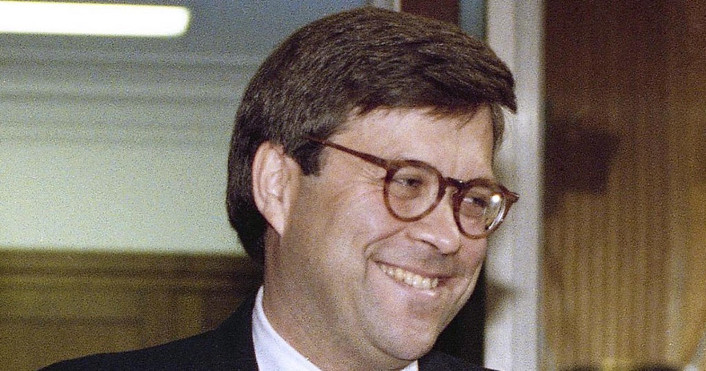 Attorney General nominee William Barr is flanked by Sen. Joseph Biden