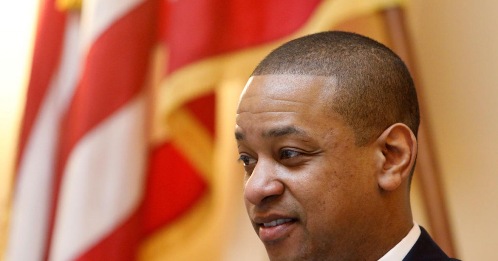 Virginia Lieutenant Governor Justin Fairfax presides over the senate before the start of a session in Richmond