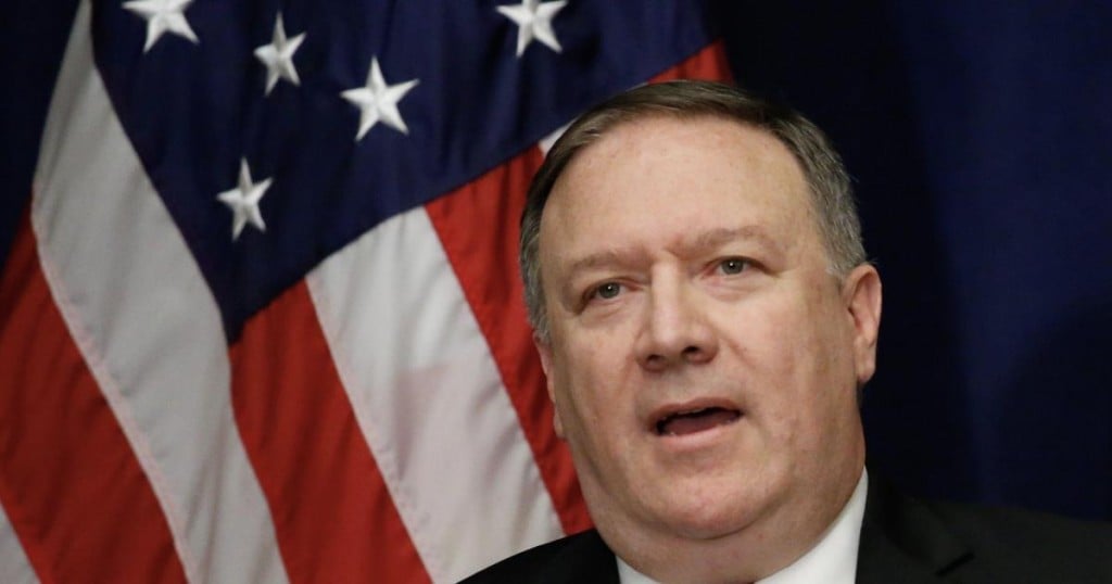 US Secretary of State Mike Pompeo speaks during a press conference after meeting with Kim Jong Un's right-hand man Kim Yong Chol on May 31