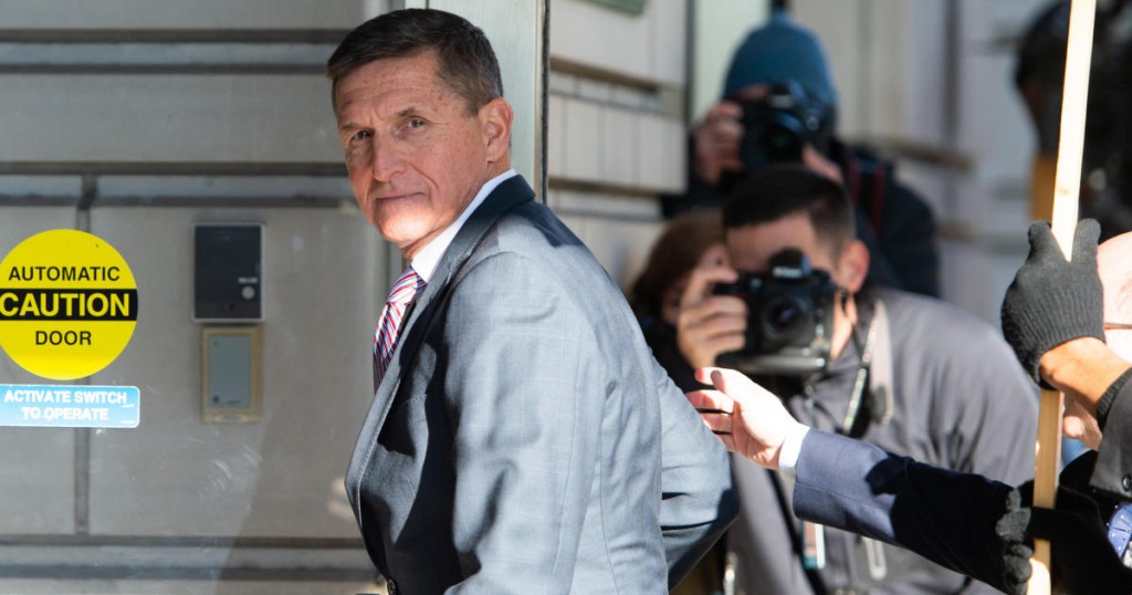 Former US National Security Advisor General Michael Flynn arrives for his sentencing hearing at US District Court in Washington