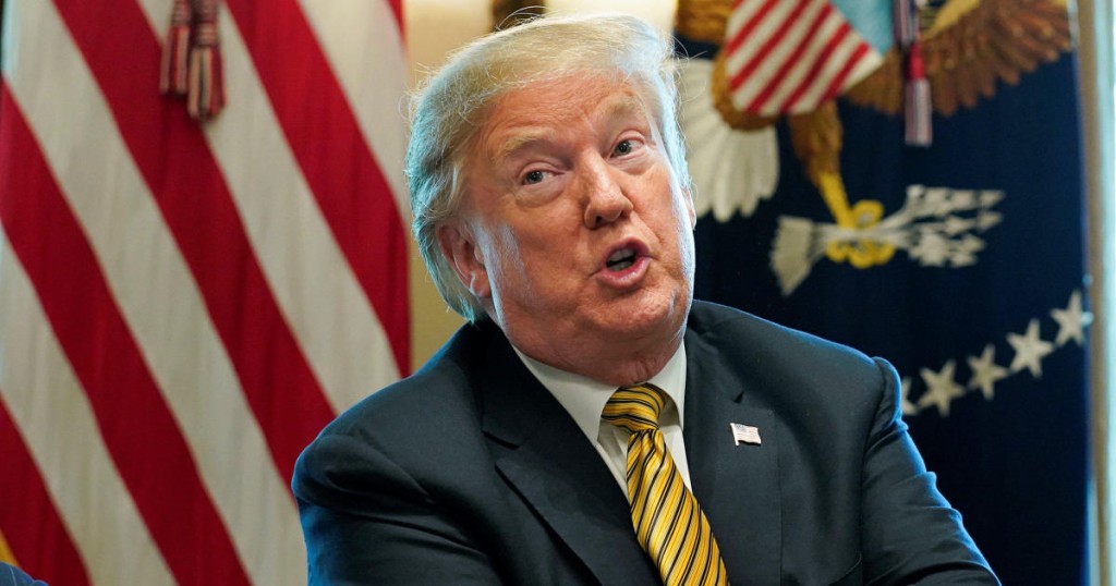 U.S. President Donald Trump speaks during a White House Opportunity and Revitalization Council meeting in the Cabinet room at the White House in Washington