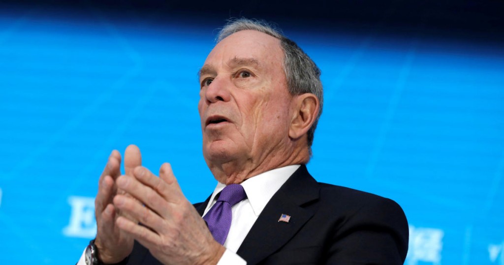 Special envoy to the United Nations for climate change Michael Bloomberg speaks during the One-on-One discussion panel with International Monetary Fund (IMF) Managing Director Christine Lagarde on side of the IMF/World Bank spring meeting in Washington