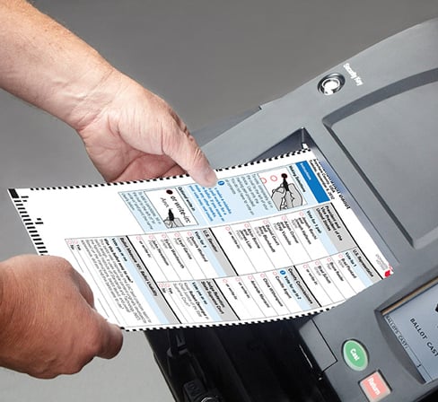 Dominion Voting Systems machine lets you pick on touch screen & prints paper copy of ballot