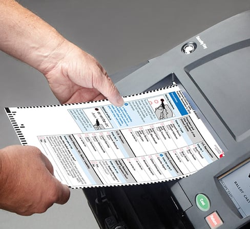 Dominion Voting Systems machine lets you pick on touch screen & prints paper copy of ballot
