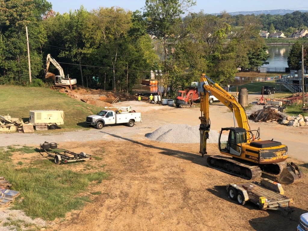 Crews working at Tennessee American Water Property off Riverside Drive in 2019