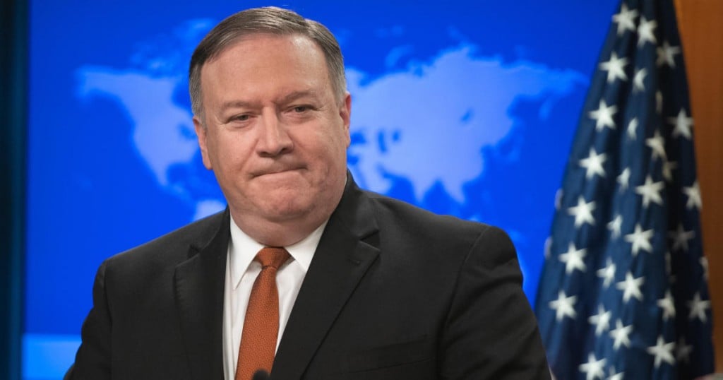 US Secretary of State Mike Pompeo speaks during a press conference at the State Department in Washington