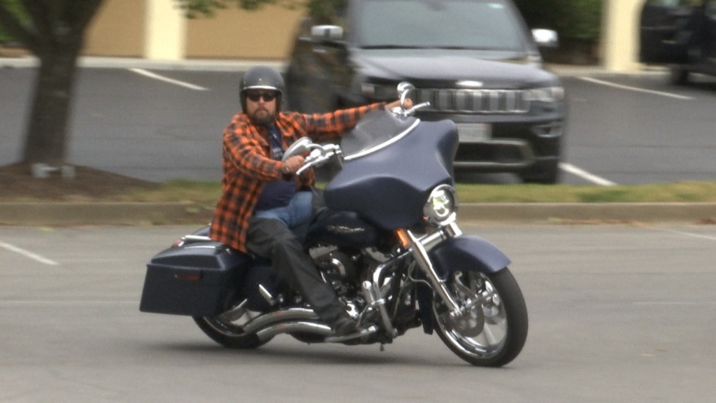 Veteran Riding Motorcycle for "Wind Therapy".