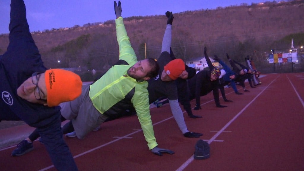 Men Working out at Red Bank High School Track for F3 on New Years 2020