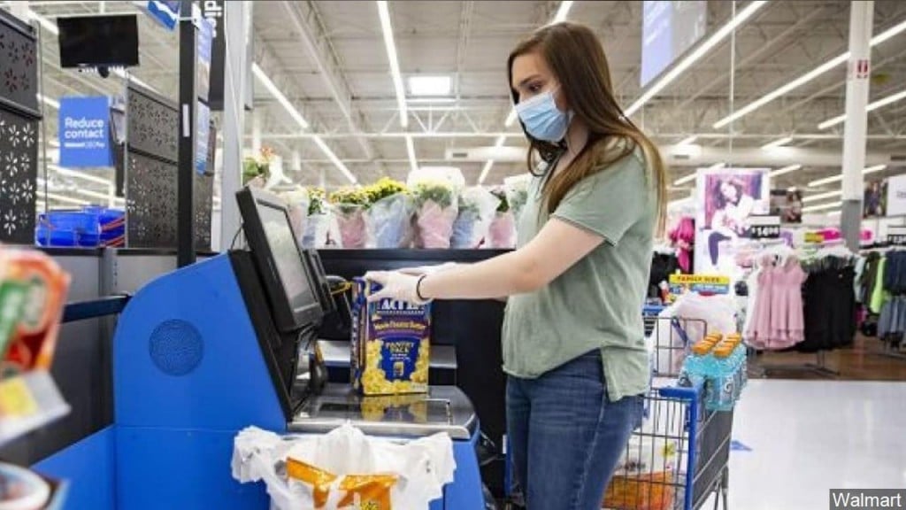 Walmart customer using face mask