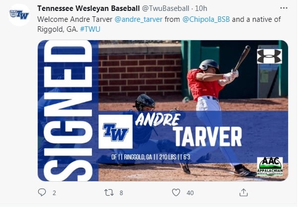 Former Ringgold Baseball Standout Andre Tarver Signs With Tennessee Wesleyan Wdef