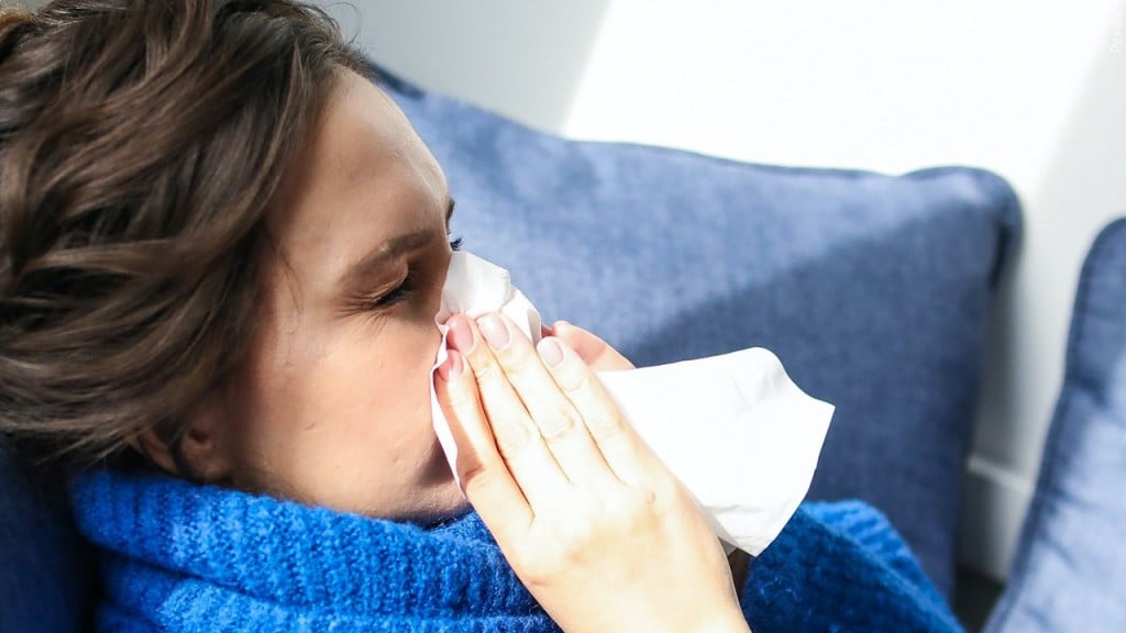 Flu, Woman blowing Nose