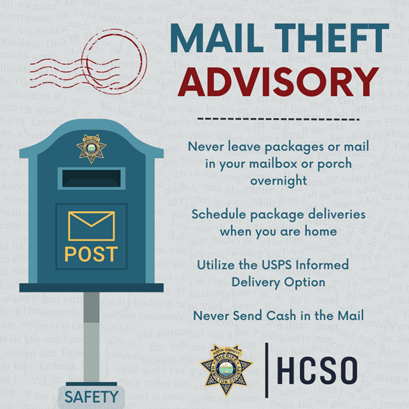 HCSO Warns Residents of Frequent Mail Thefts - Vimarsana News