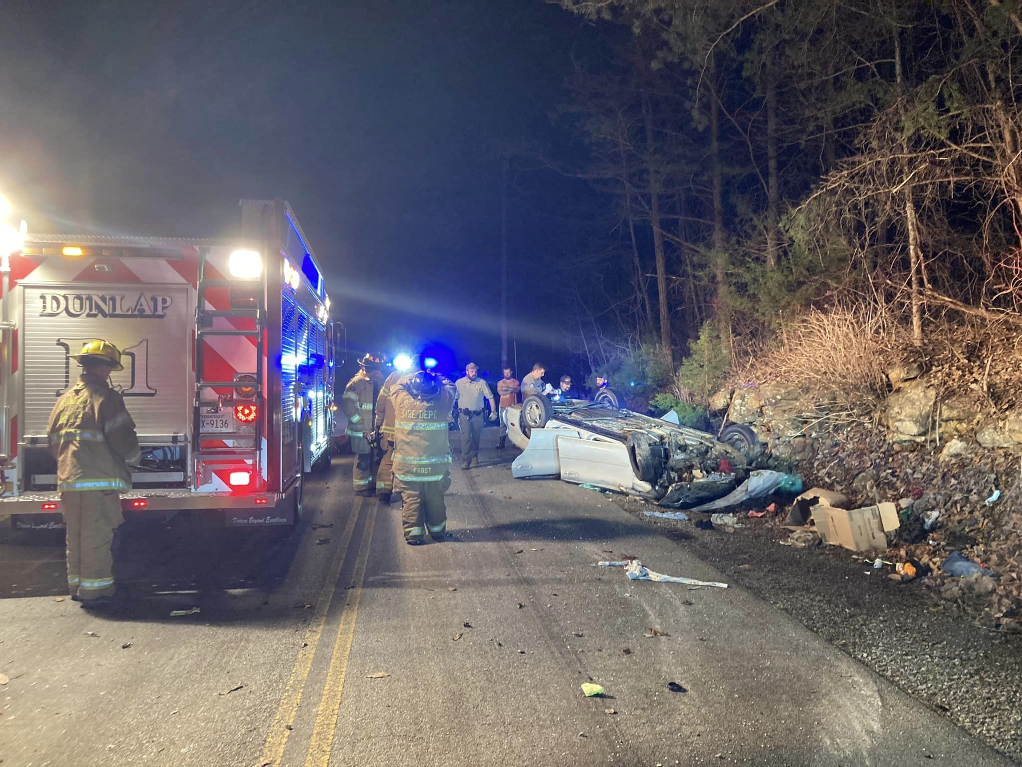 Dunlap firefighters help driver out of overturned car WDEF