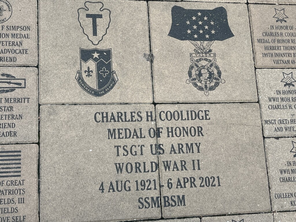 Brick dedication outside of the National Medal of Honor Heritage Center.