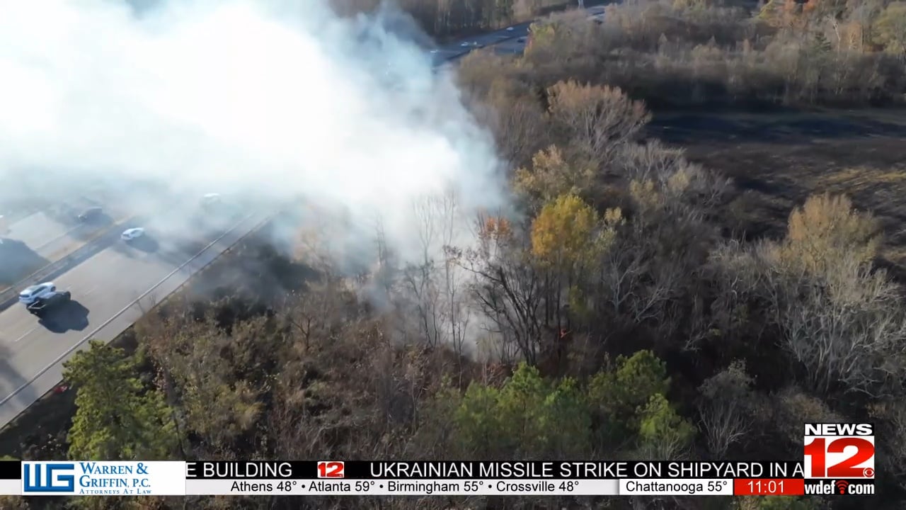 Active brush fire in Catoosa County Sunday afternoon - WDEF, image size:1280x720