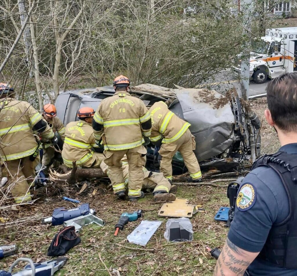 overturned car