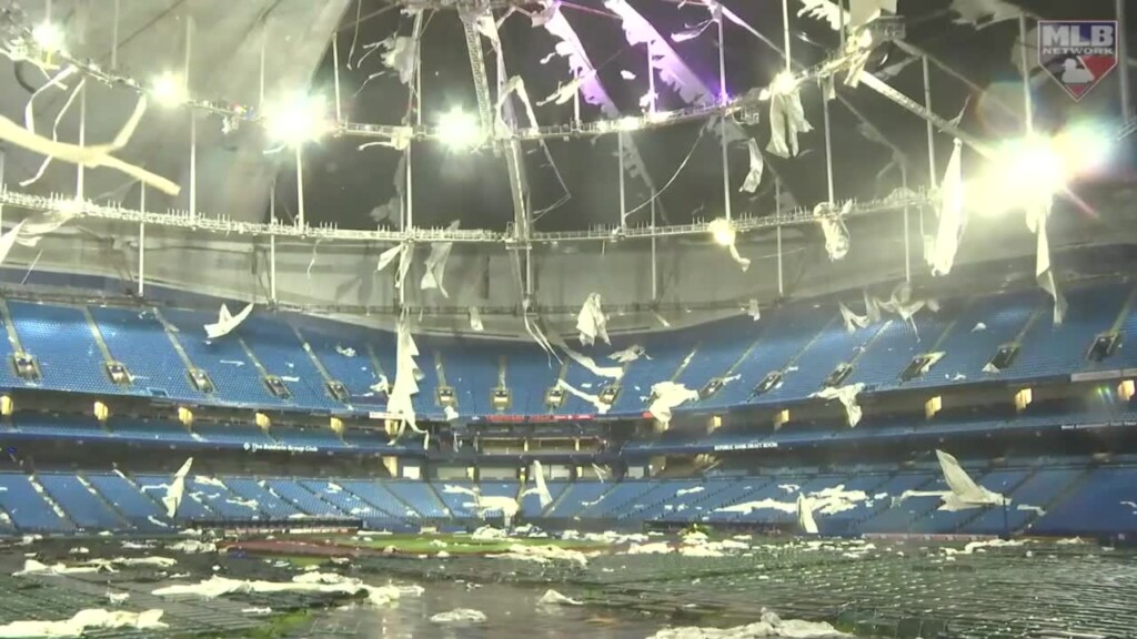 Hurricane Milton Rips Roof Off Tropicana Field — Tampa Bay Rays Stadium That Was Used As Staging Site For Responders