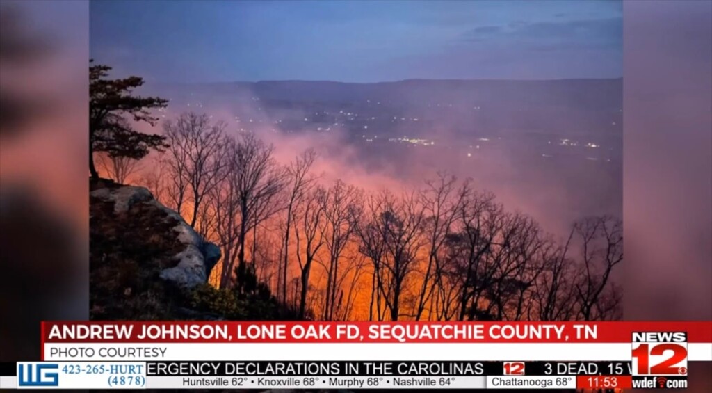 Sequatchie County, Tenn. (wdef)  plumes Of Thick Smoke Blanketed The Skies Above Daus Mountain And Smith Mountain As Fire Crews Rushed To The Scene.