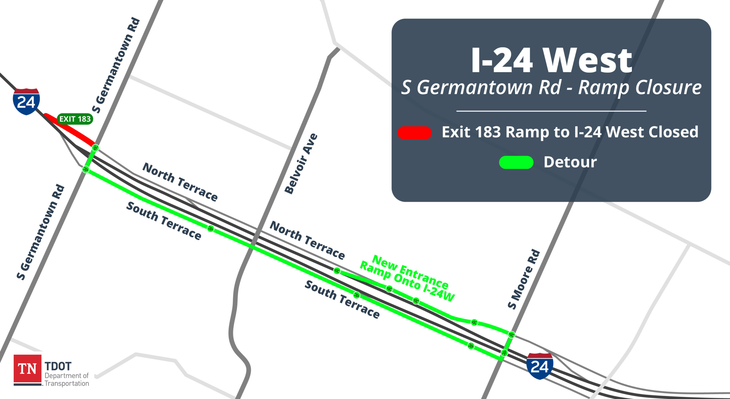 I-24 West ramp at Germantown Road set to close for 8 weeks