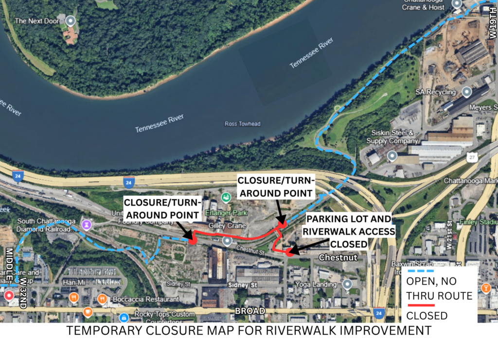 Riverwalk Temporary Closure Map