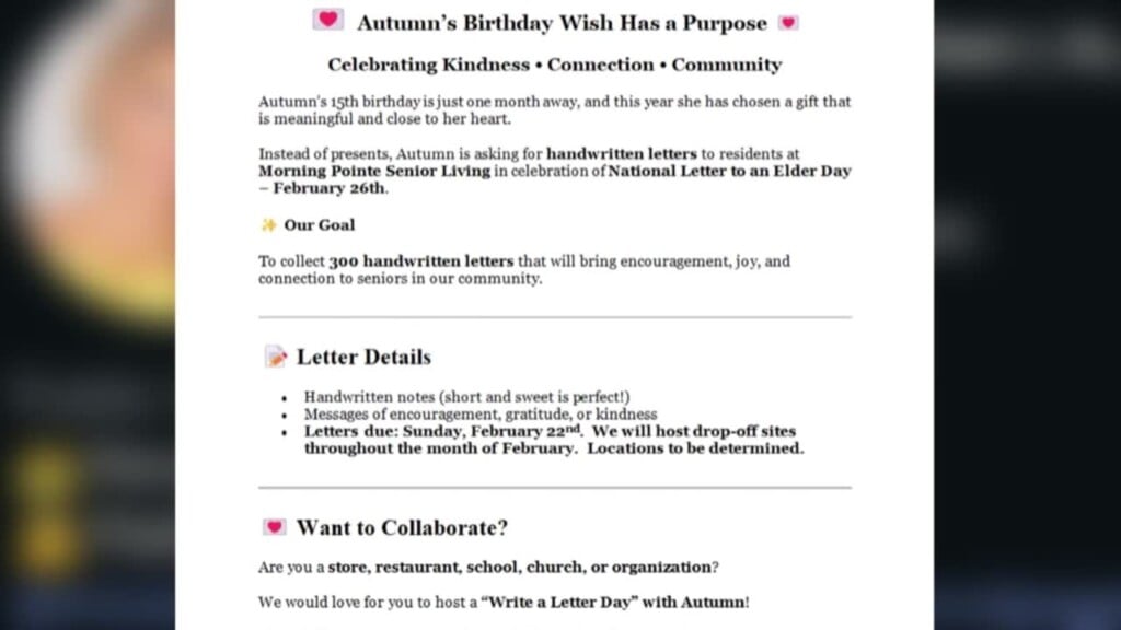 Teen Uses Birthday To Remind Seniors They Are Not Forgotten