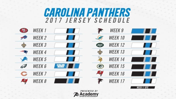 carolina panther jersey schedule
