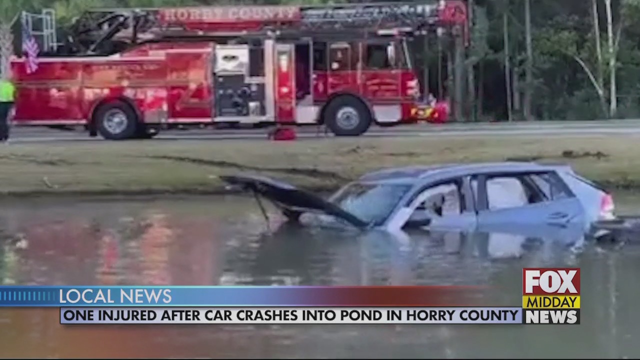 One Injured After Car Crashes Into Pond in Horry County - WFXB