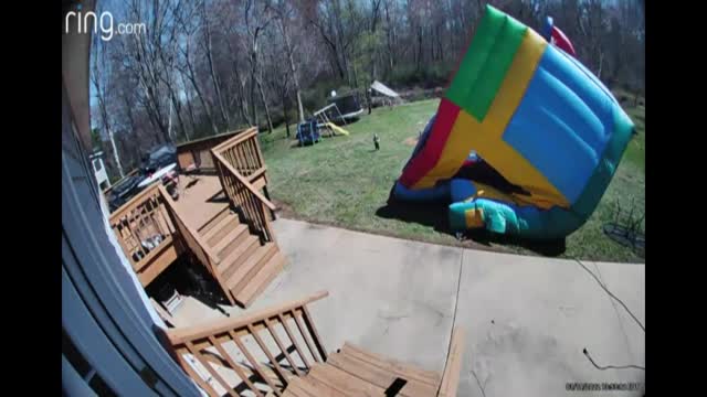 Talat Child Barely Dodges Flying Bouncy House