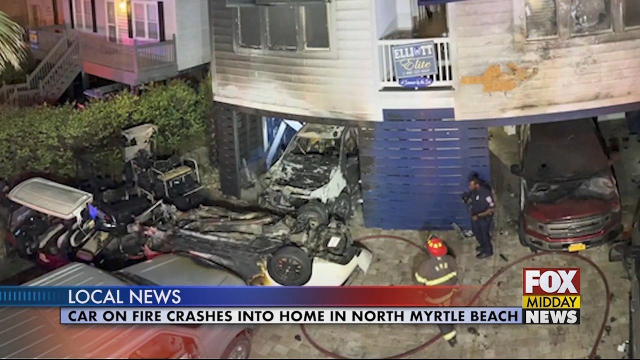 Car on Fire Crashes Into Home in North Myrtle Beach - WFXB