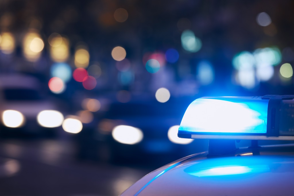 Blue Flasher Light Of Siren Of Police Car