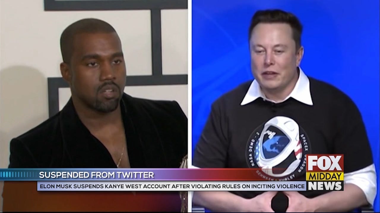 Elon Musk Suspends Kanye Wests Twitter Account Wfxb 0684