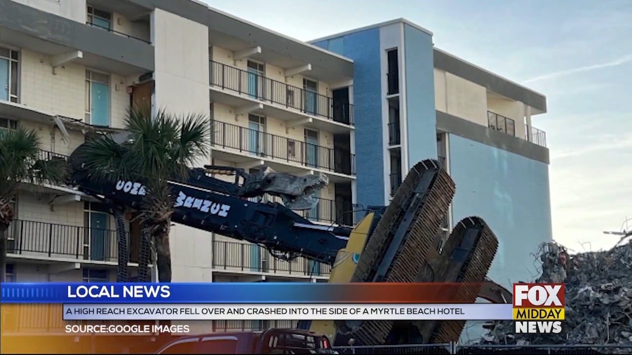 Construction Crane Tips Over Into Myrtle Beach Hotel - WFXB