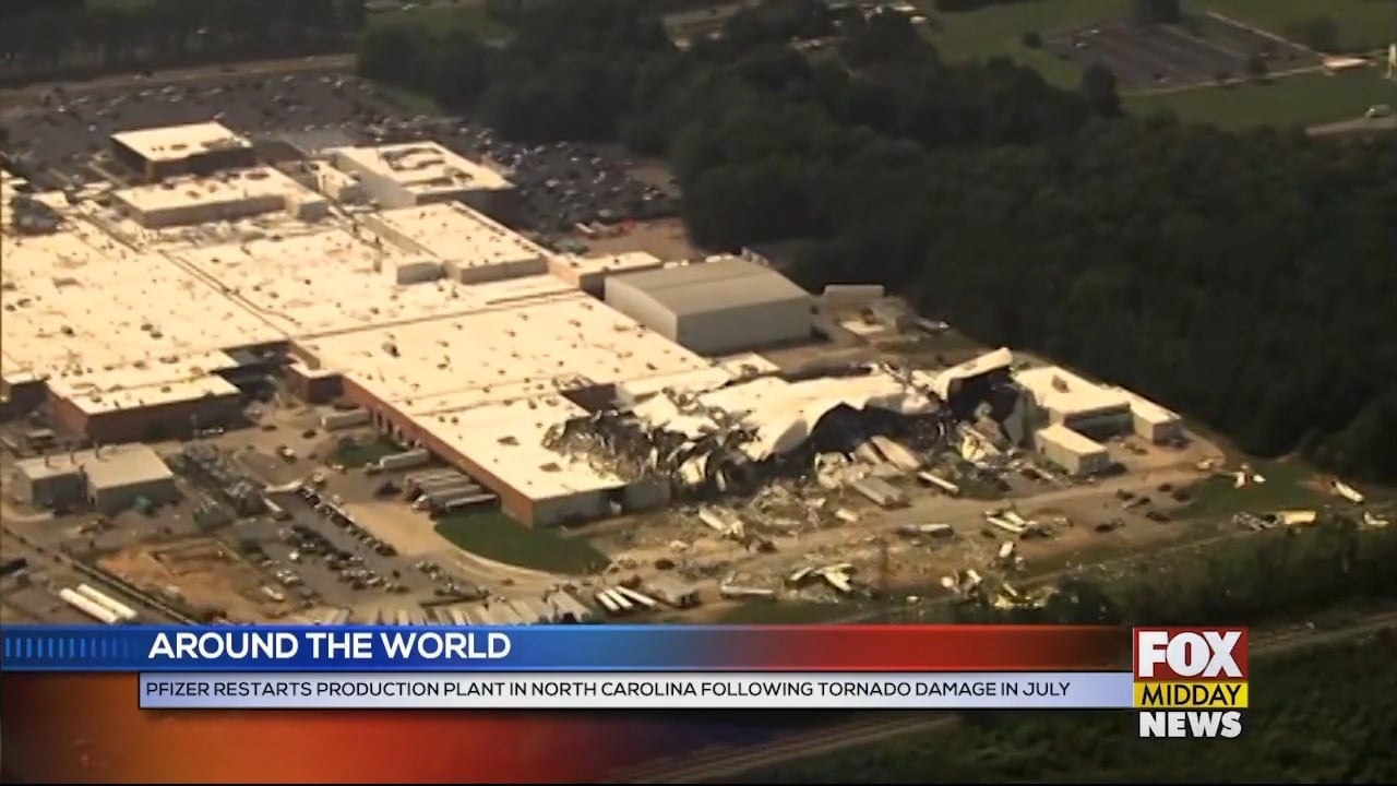 NC Pfizer Plant Restarts Production After Tornado Damaged Structure In ...