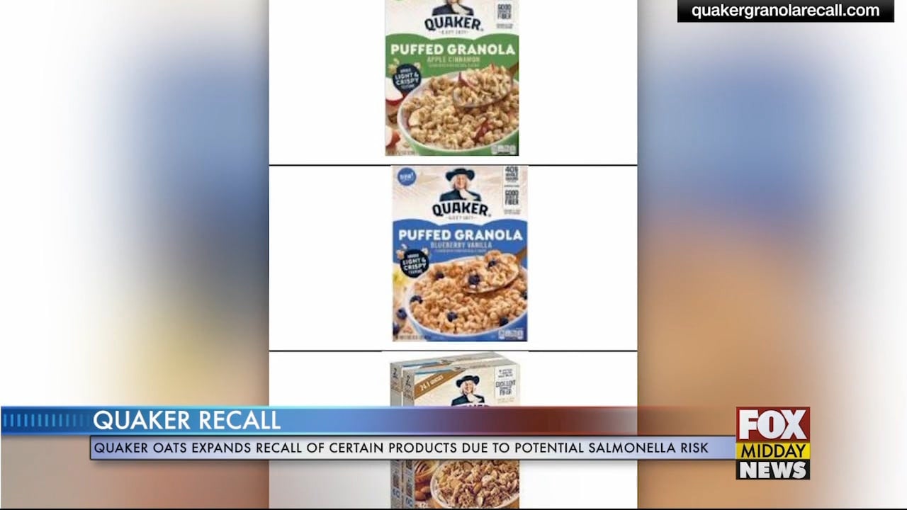 Quaker Oats Recall Expanded Due To Risk Of Salmonella WFXB