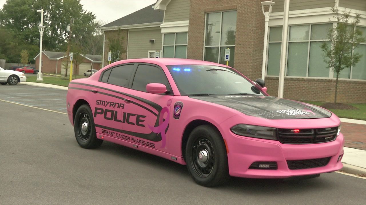 Smyrna PD car goes pink for a cause 47abc