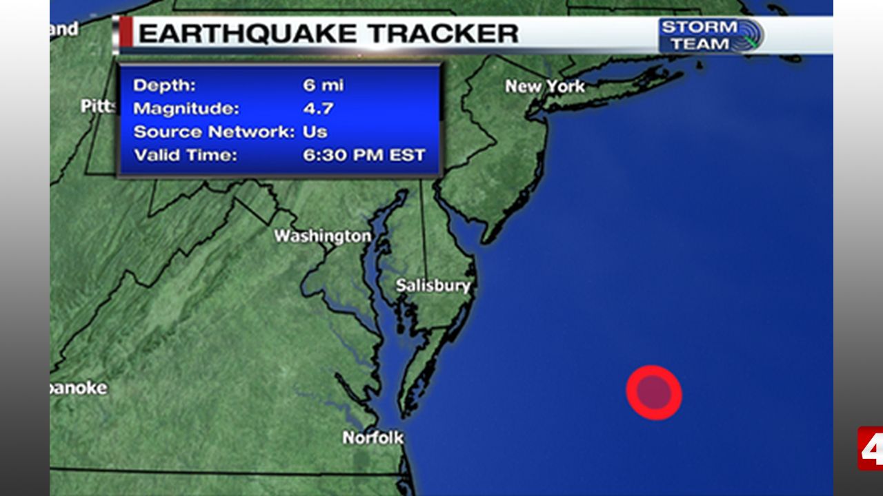 Earthquake reported off the coast of Ocean City - 47abc