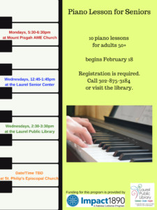 Piano Lessons for Adults 50+ @ Laurel Public Library | Laurel | Delaware | United States
