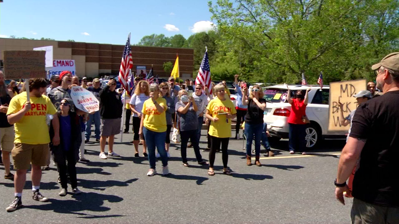 Crowds gathered at Kohl's parking lot in Salisbury for Reopen Maryland ...