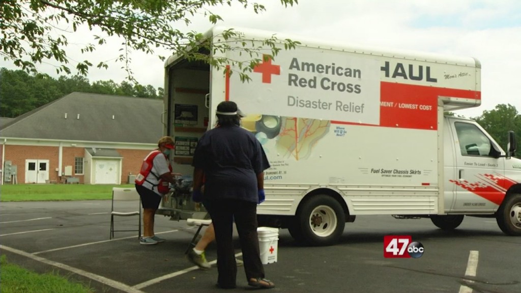 Red Cross Distributon Of Emergency Supplies