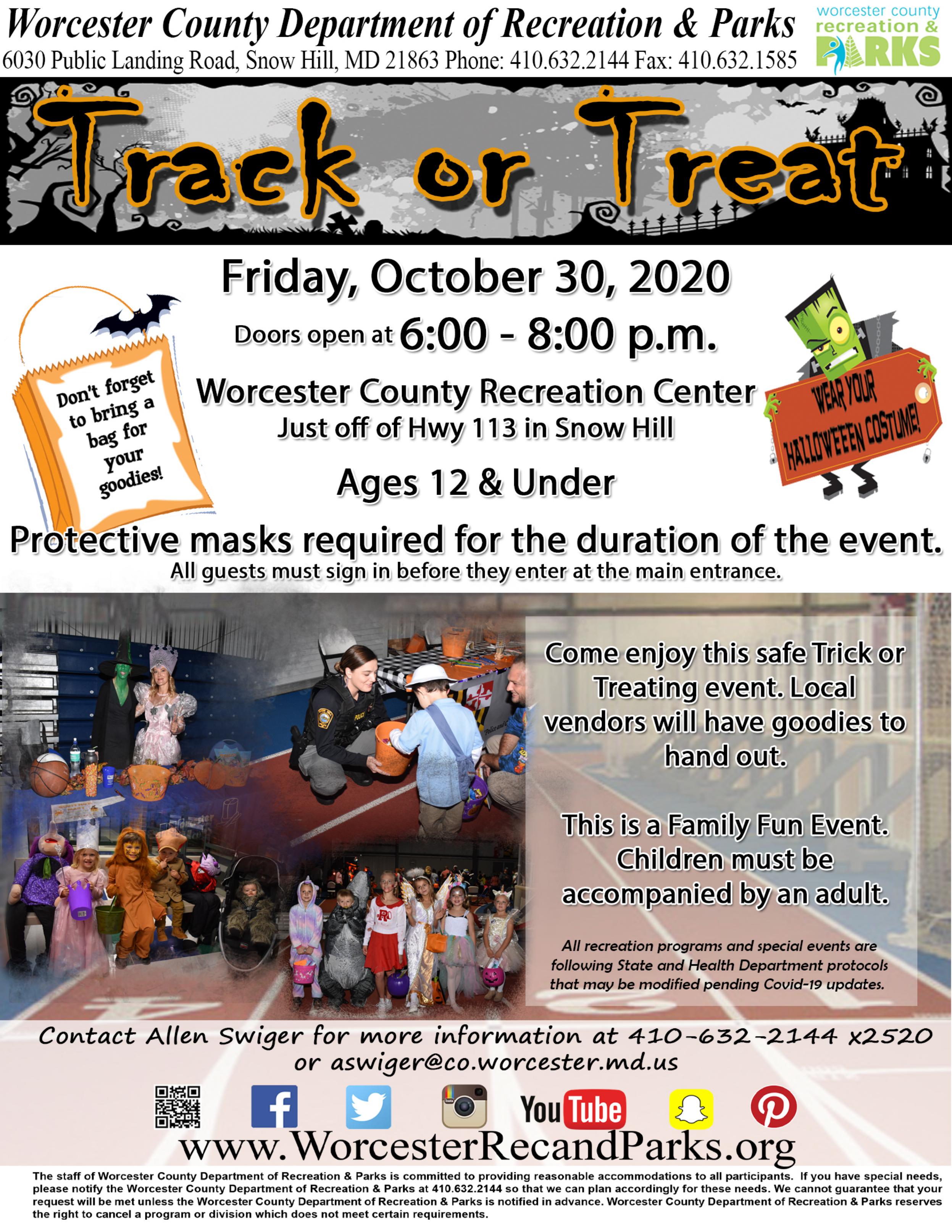 Worcester County Recreation and Parks putting on 'Track or Treat