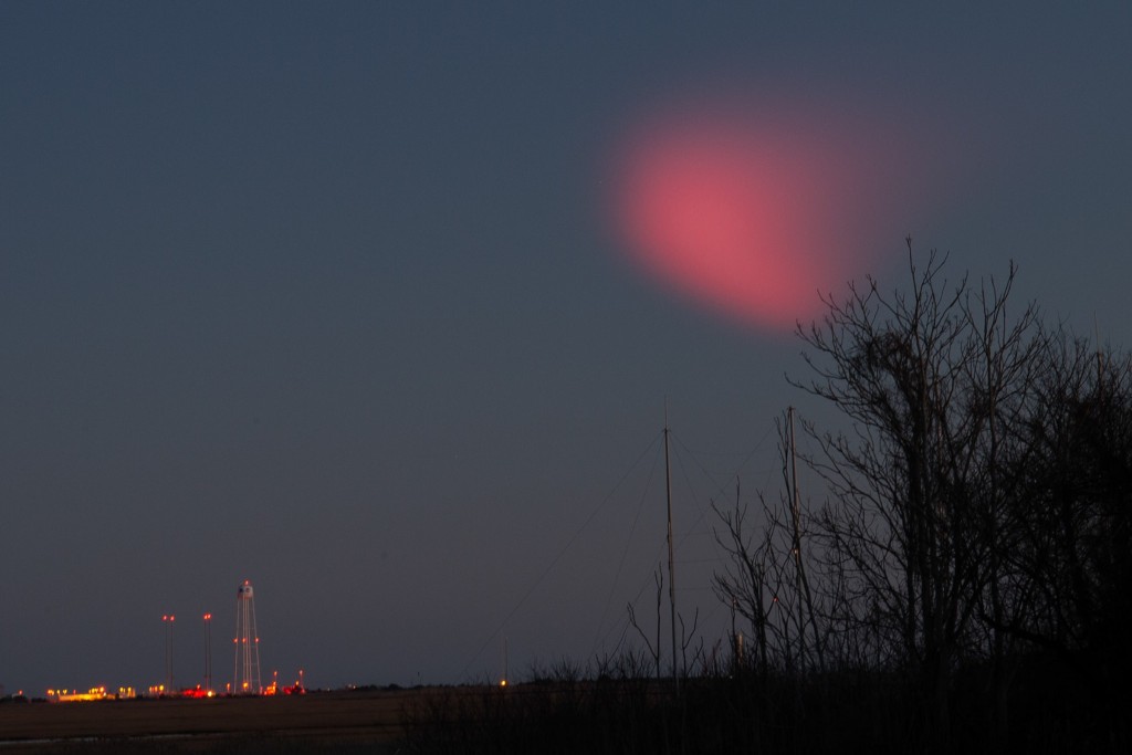 Rocket Launch Creates Pink Cloud