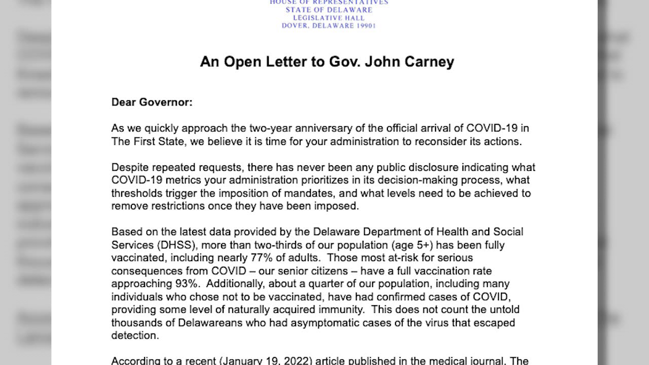 House of Reps write letter to Gov Carney to get him to reconsider