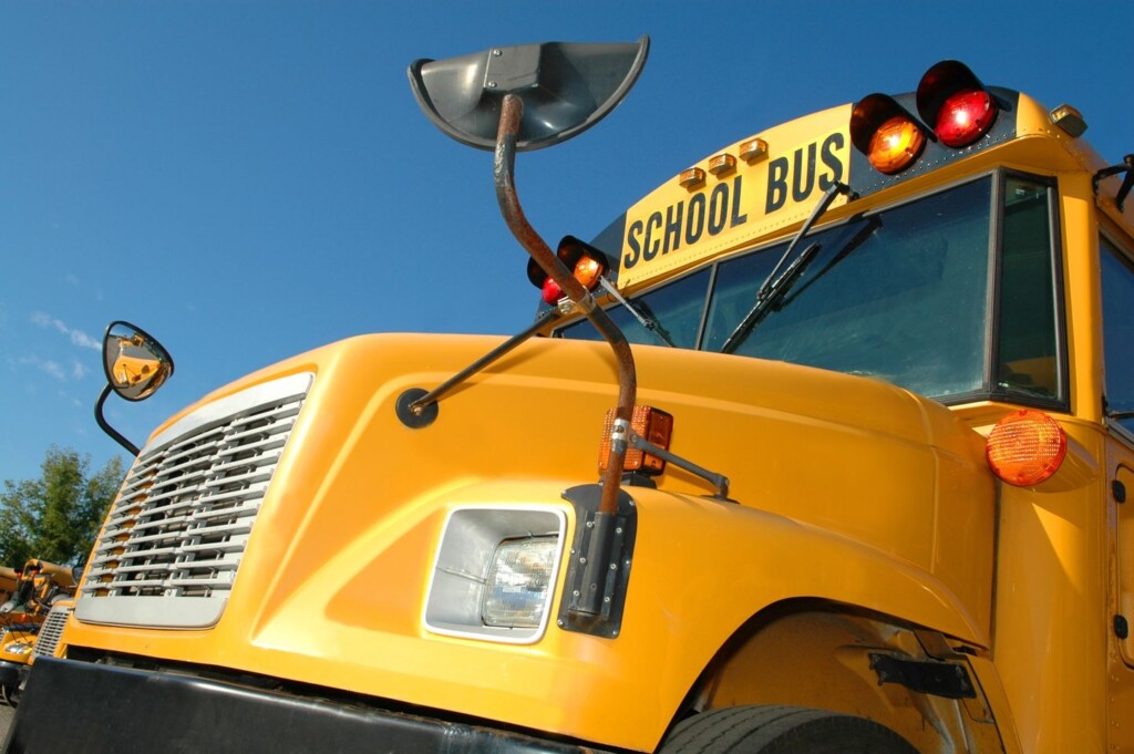 School Bus Close Up Blue Sky; Shutterstock Id 61763224; Customer Id: Ag13