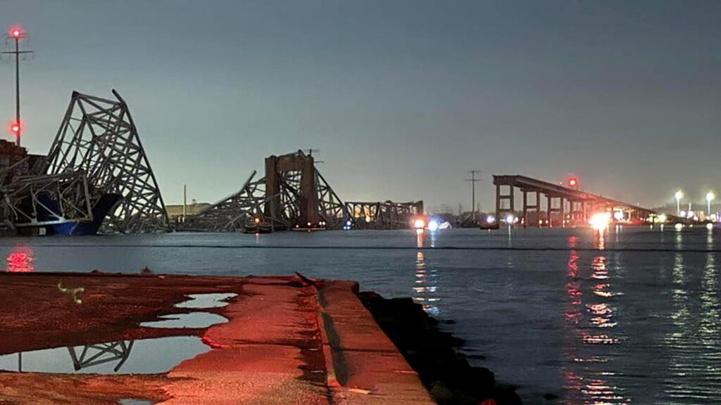 A View Of The Francis Scott Key Bridge After It Collapsed, In Baltimore
