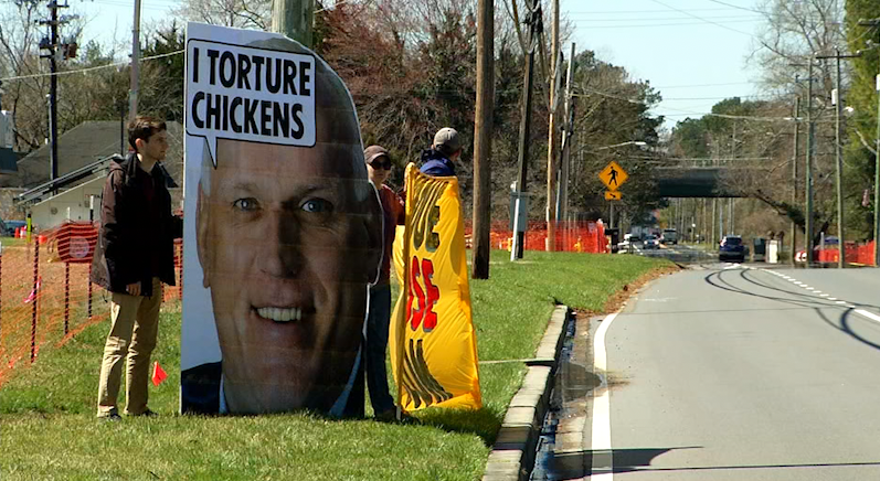 Out-of-State animal advocates protest at Perdue - 47abc