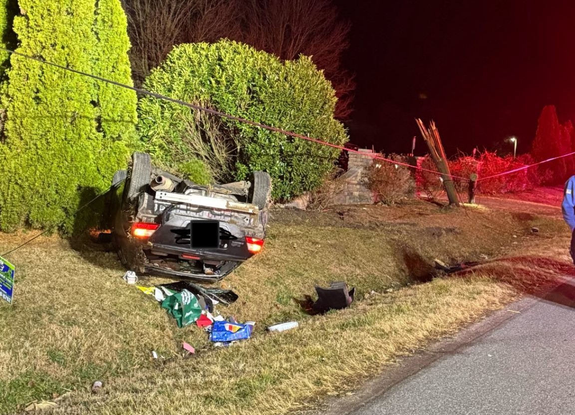 Driver Abandons Car After Rolling Over, Knocking Down Pole - 47abc